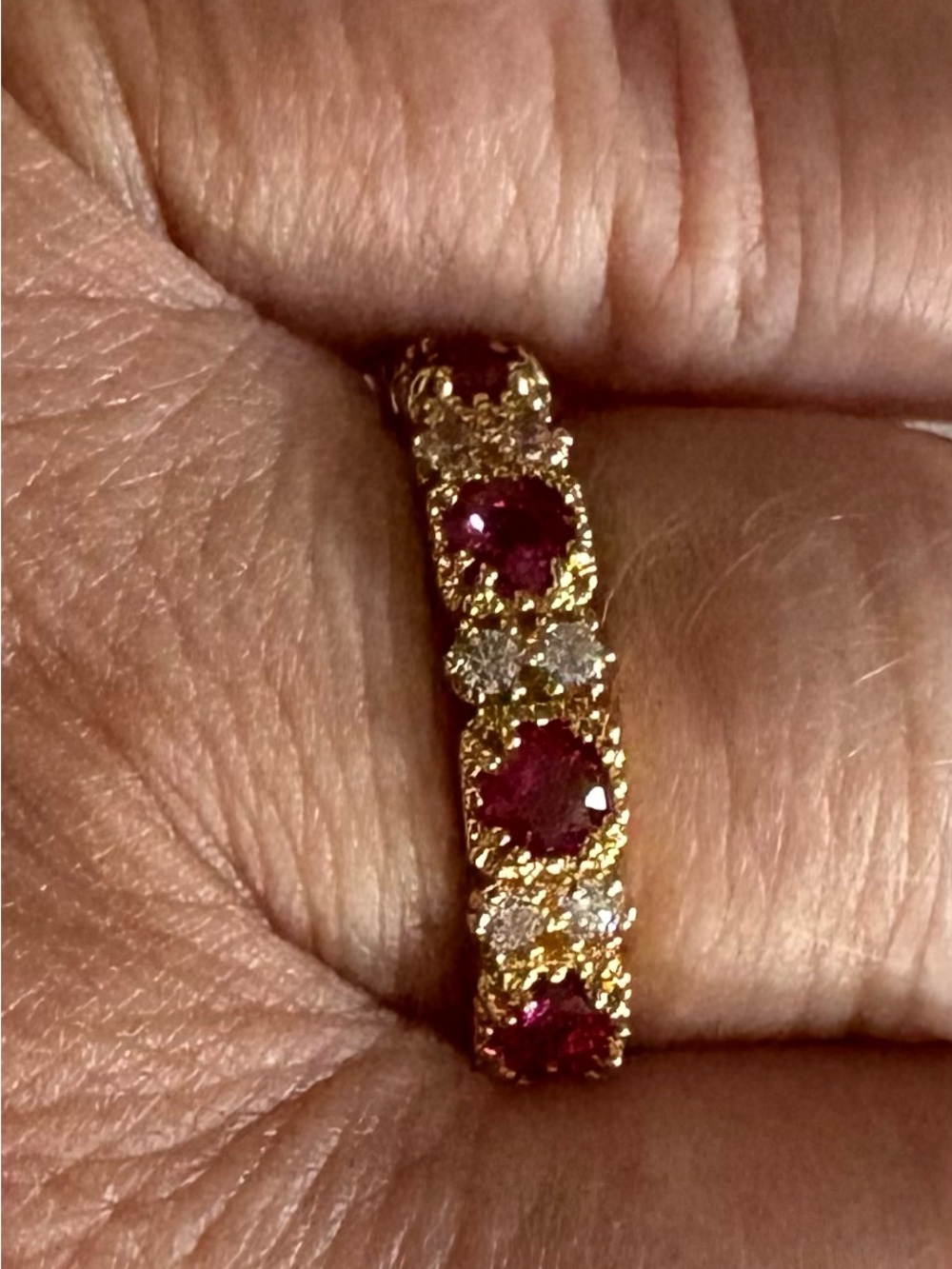 Gold Ruby and Diamond Accent Women's Ring - Pink Ruby Tone Costume Jewelry